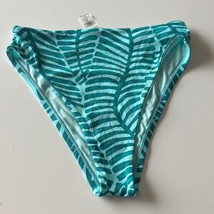 Vitamin A Turquoise Leaf-Print Bikini Bottom